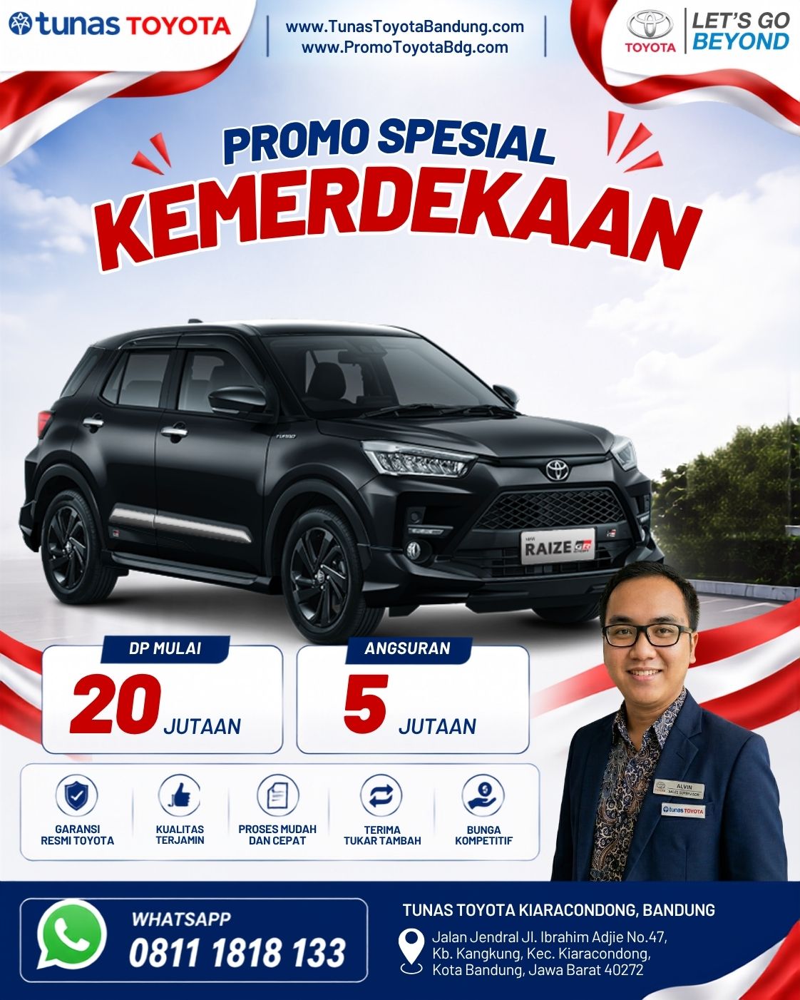 promo toyota raize dp 20 juta spesial kemerdekaan agustus 2026 - dealer tunas toyota bandung kiara condong