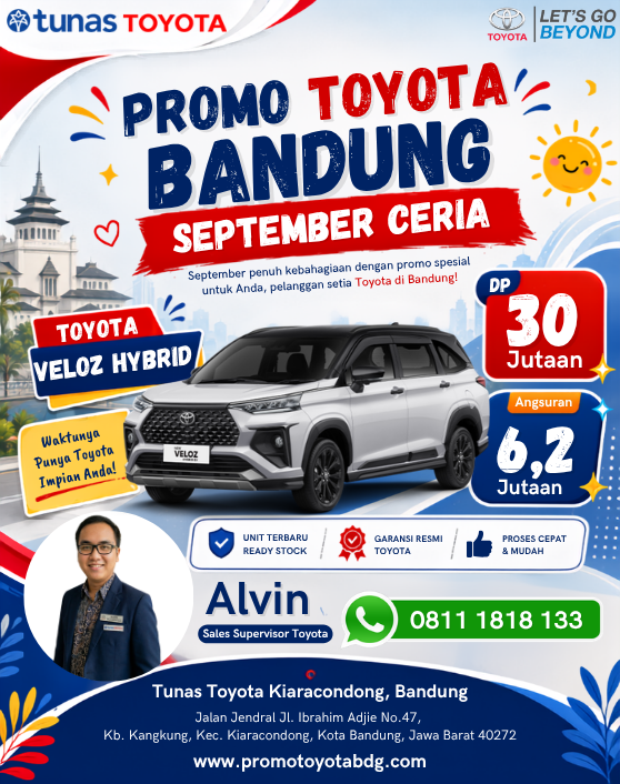 PROMO TOYOTA VELOZ HYBRID DP 30 JUTAAN SEPTEMBER - DEALER TUNAS TOYOTA KIARACONDONG BANDUNG